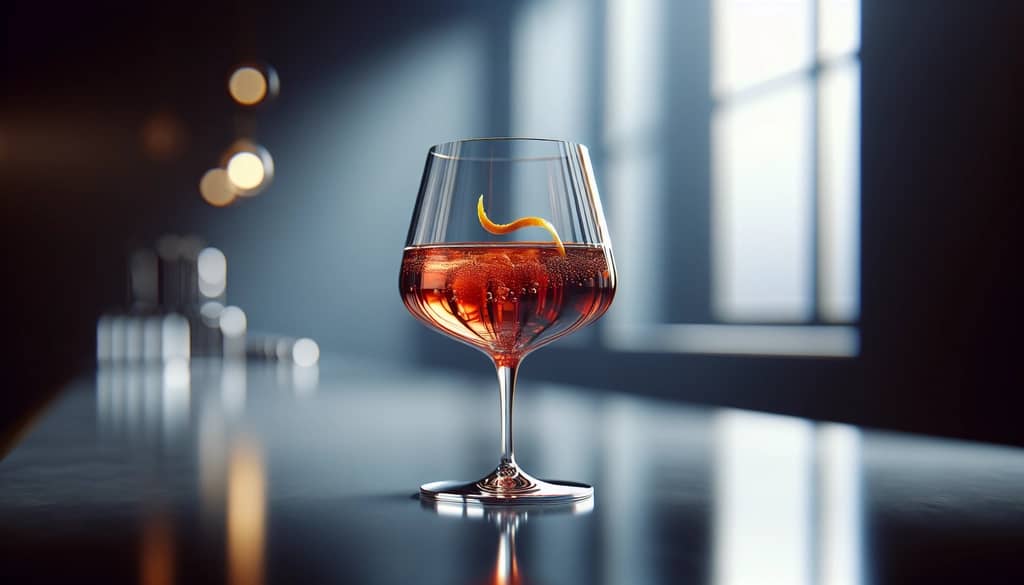 stemmed wine glass negroni sbagliato orange twist