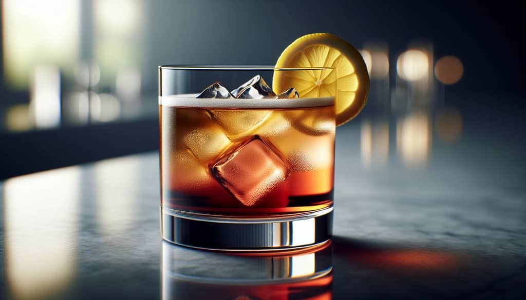 Koktajl New York Sour w szkle rocks z pływającym czerwonym winem