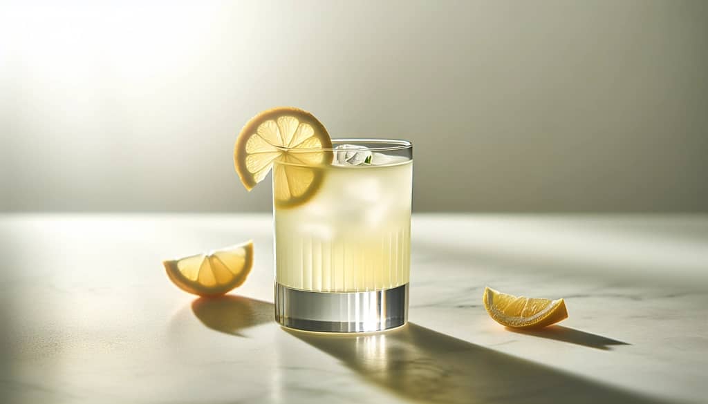cóctel de yuzu sin alcohol en un vaso highball