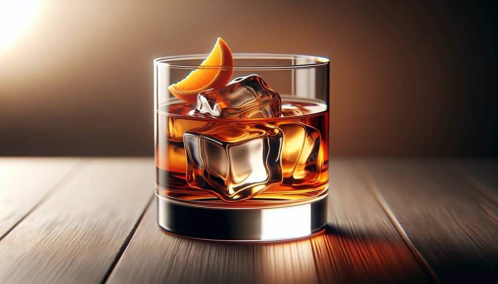 Classic old fashioned cocktail in a rocks glass