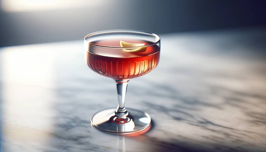 cóctel Old Pal en copa coupe con guarnición de twist de limón