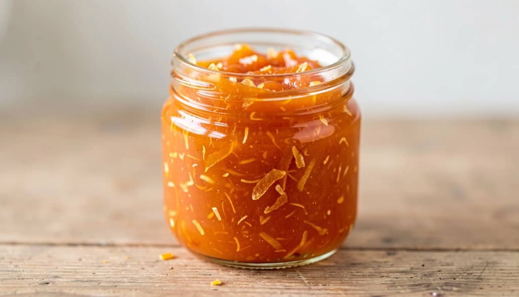 mermelada de naranja, jengibre y whisky en un frasco