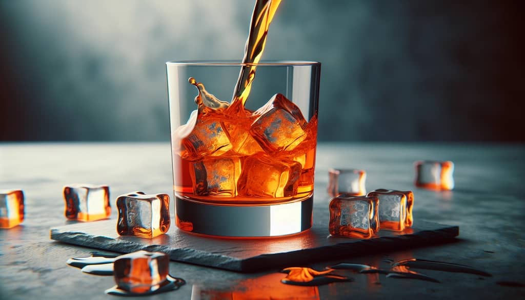 orange liqueur over ice in a tumbler