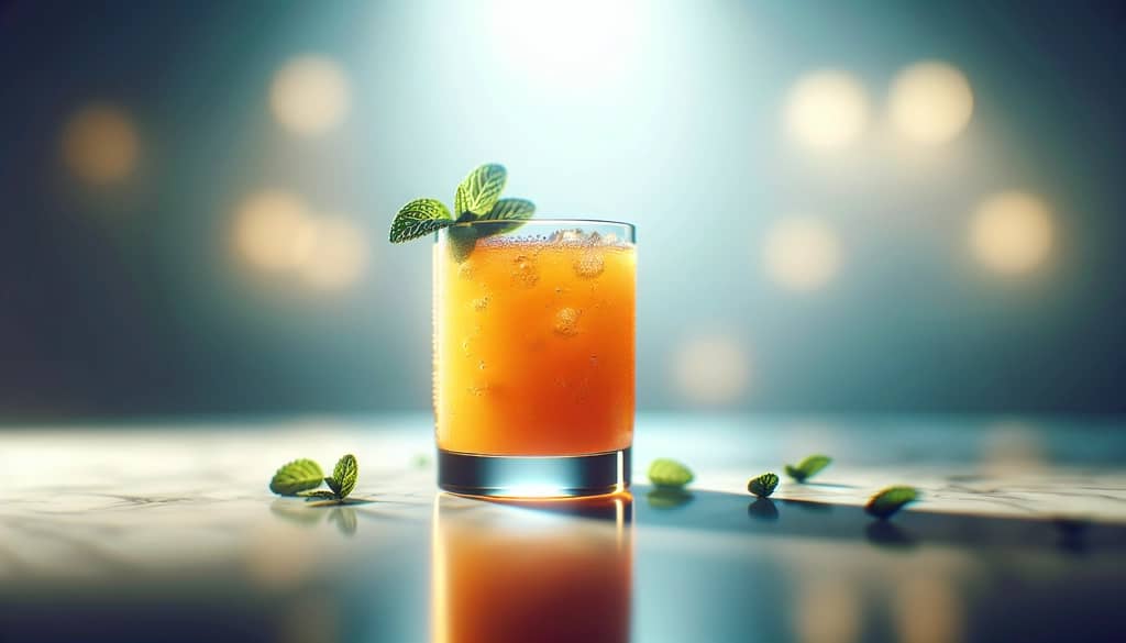 orange mocktail with mint in glass