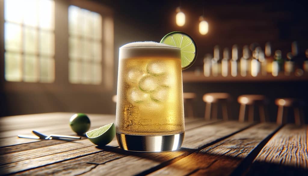 Pale Ale Bier-Cocktail im Highball-Glas mit Limette