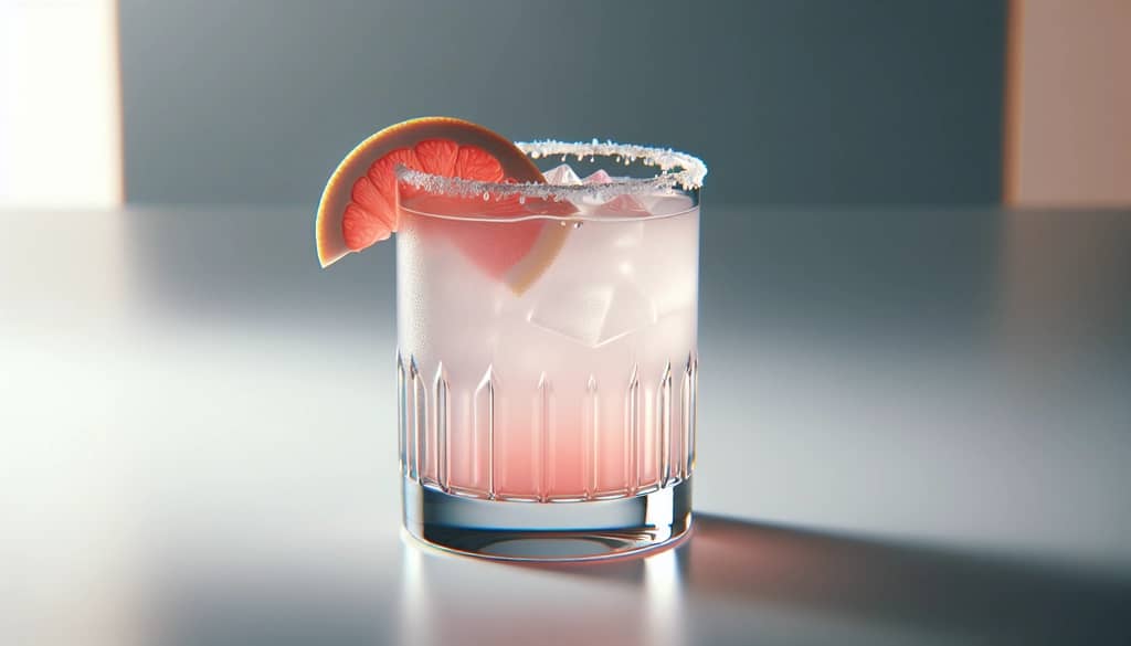 paloma cocktail in tall glass with grapefruit