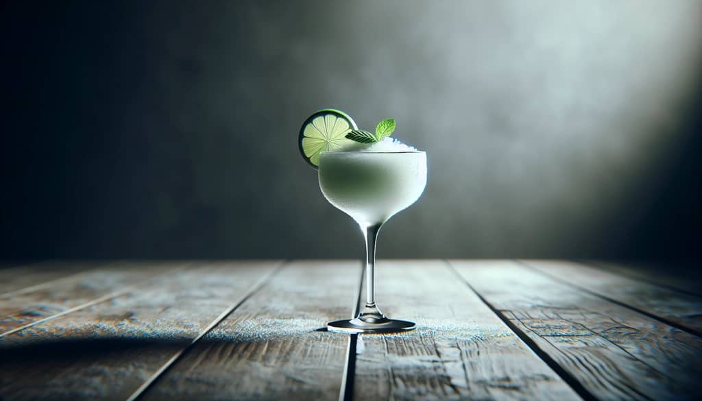 Frozen daiquiri served in party glass with colorful garnish