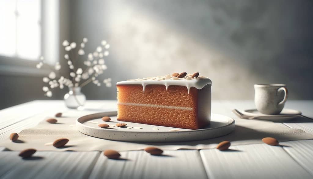 Pastel de café amaretto servido en un plato