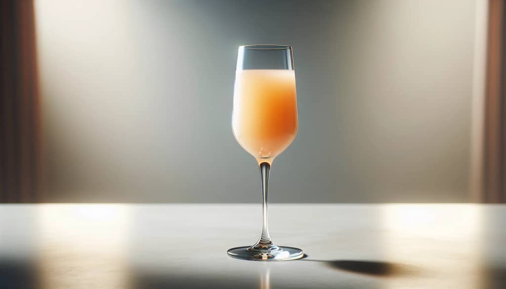 peach bellini cocktail in flute