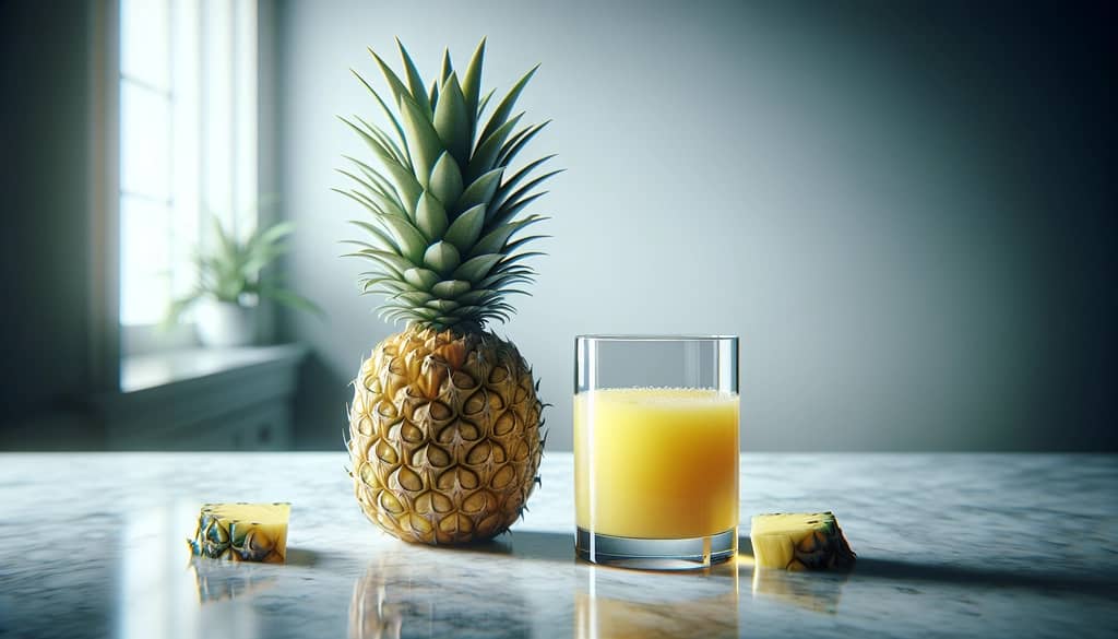 juicy pineapple and glass of pineapple juice