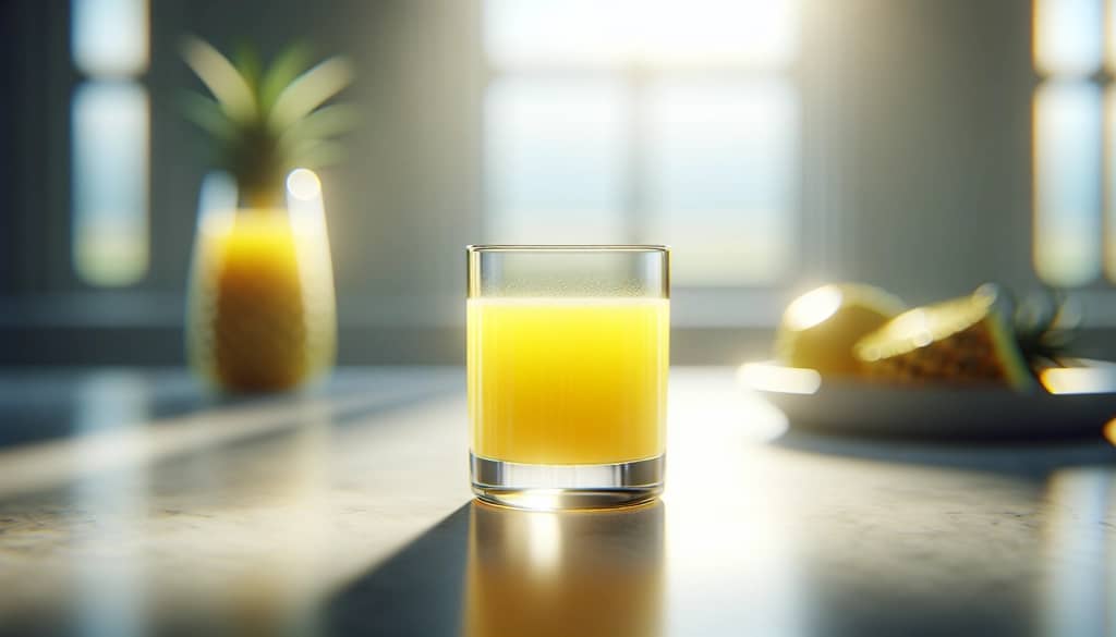 succo di ananas fresco in un bicchiere