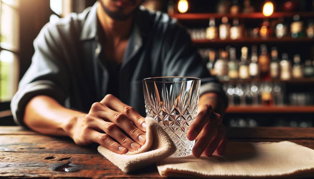 polishing a crystal rocks glass for clarity