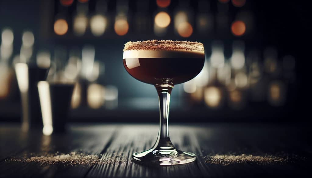 modern porto flip cocktail with nutmeg on wooden bar