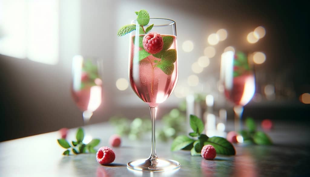 raspberry mojito royale toast at celebration table