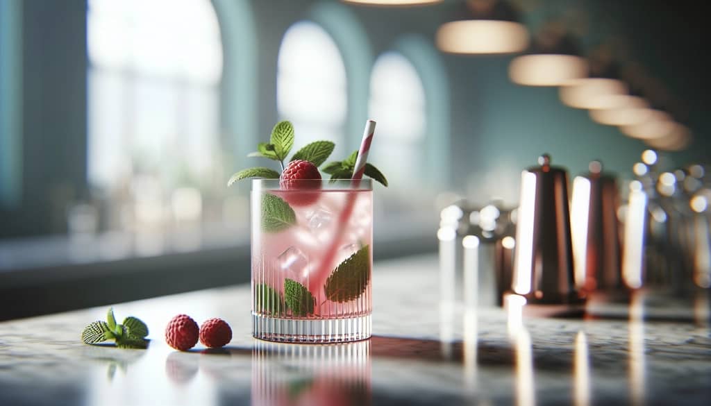 bicchiere da cocktail mojito ai lamponi