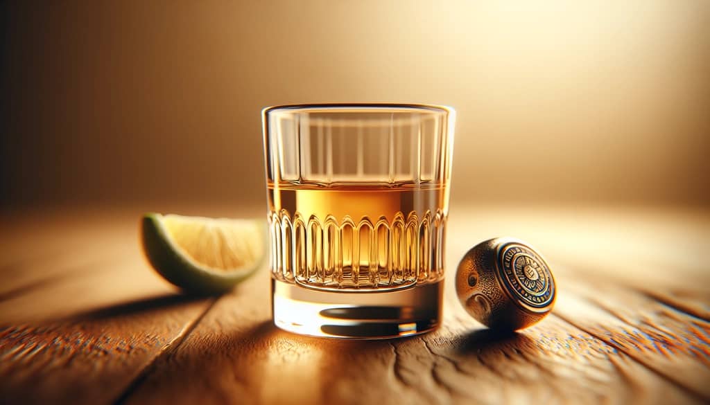 golden reposado tequila in a rocks glass