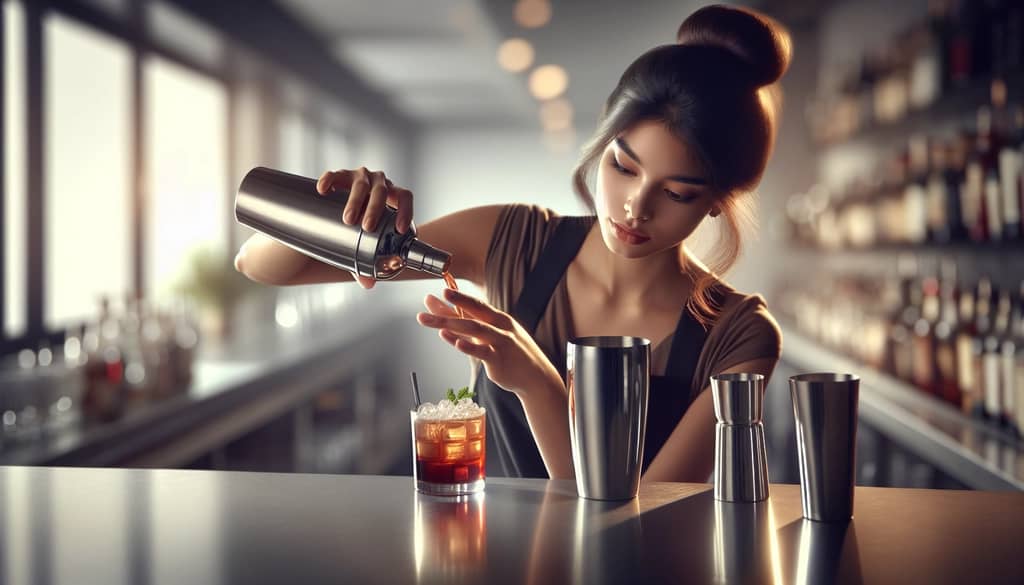 Technique de cocktail roulé avec deux verres à mélange et un versement fluide