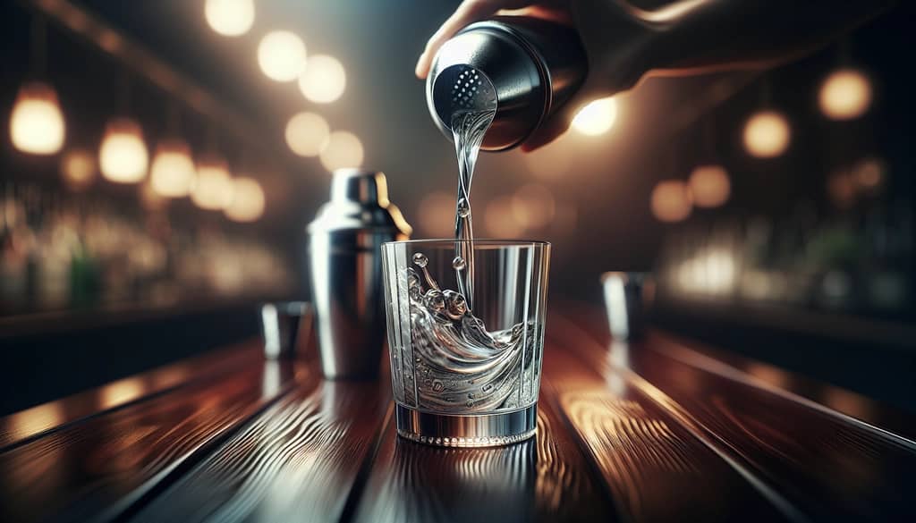 Bartender rolling a cocktail between two shakers with precise technique