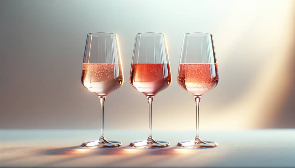 variety of rosé wines in different glasses on neutral background