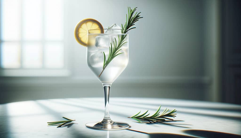 Rosemary gin fizz cocktail