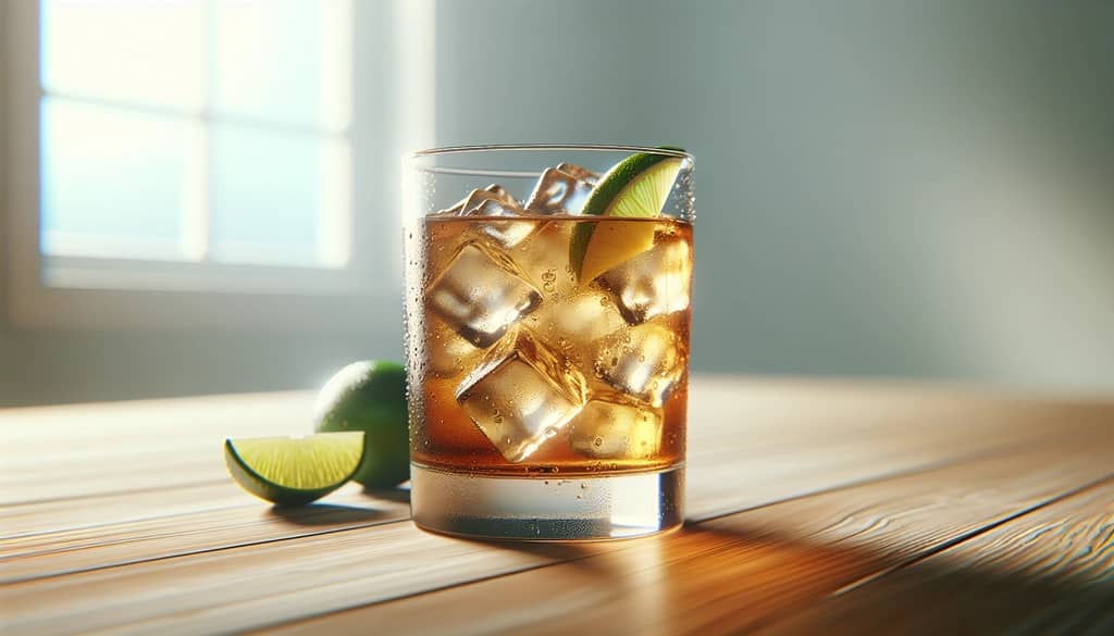 rum and dry ginger ale highball with lime