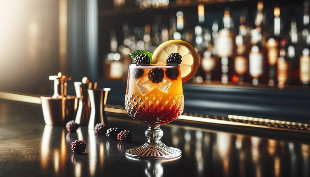 Russian Spring Punch cocktail on a bar counter