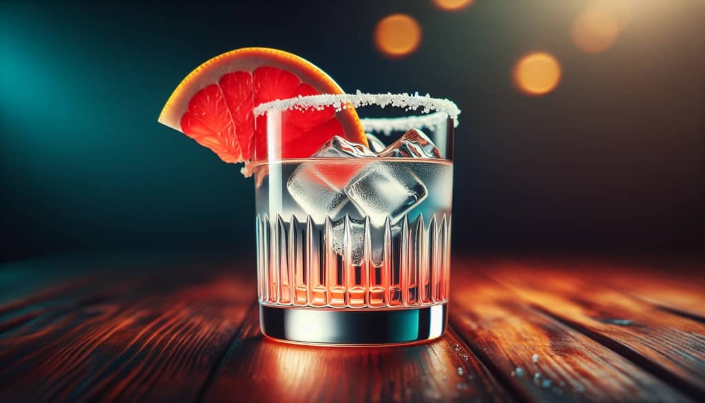 Salty Dog Cocktail garniert mit einer Scheibe Grapefruit
