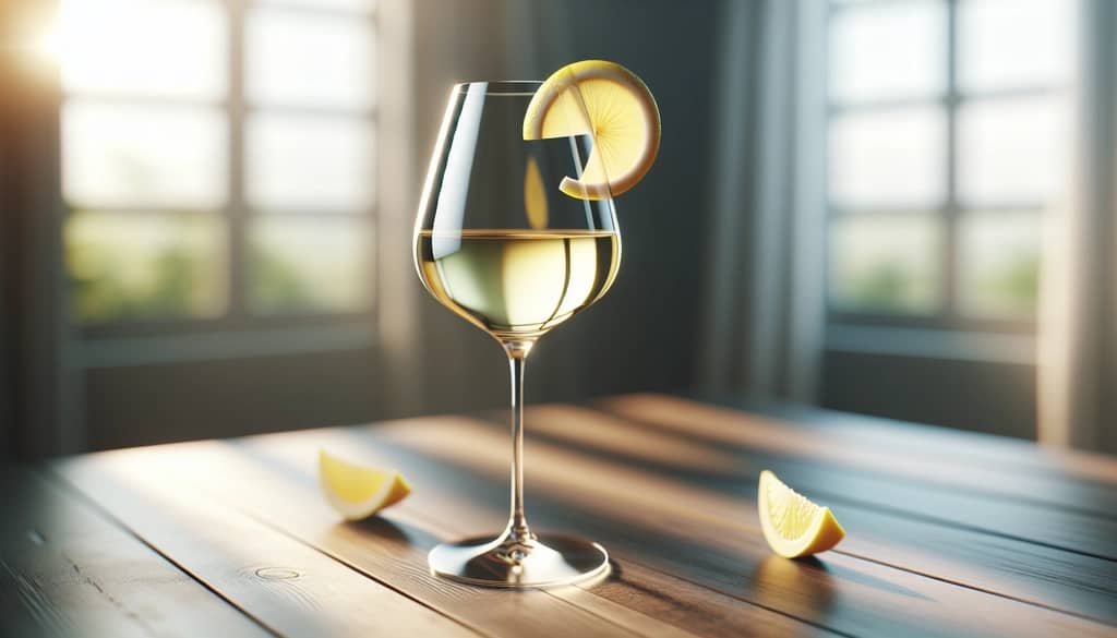sauvignon blanc white wine with citrus garnish