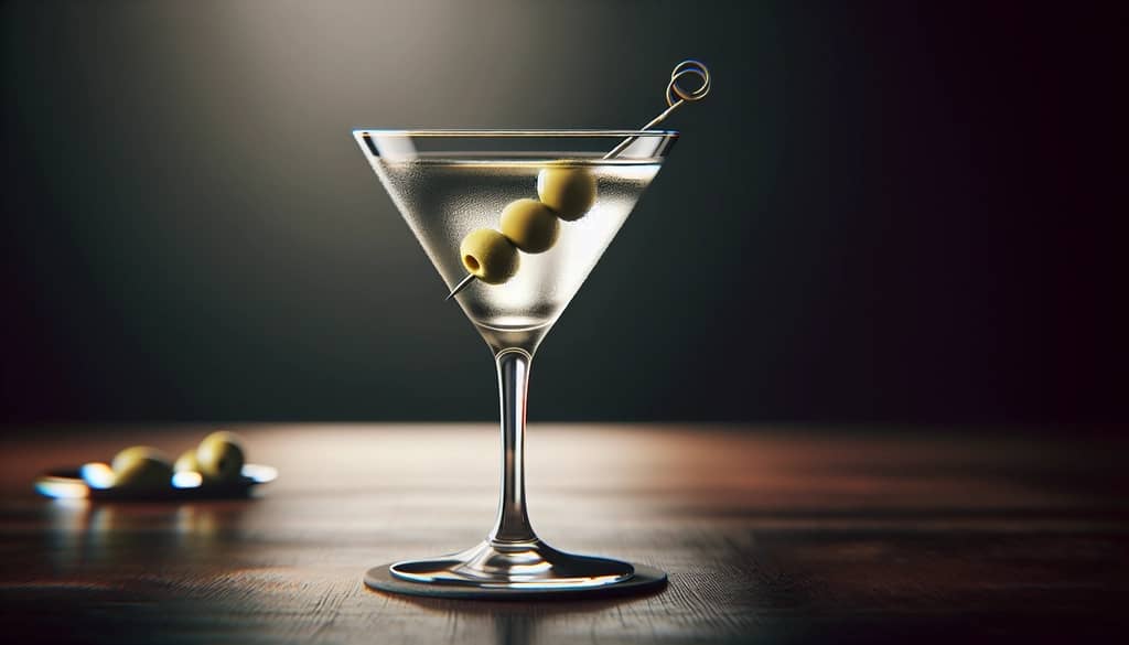 martini glass with olives, savory cocktail
