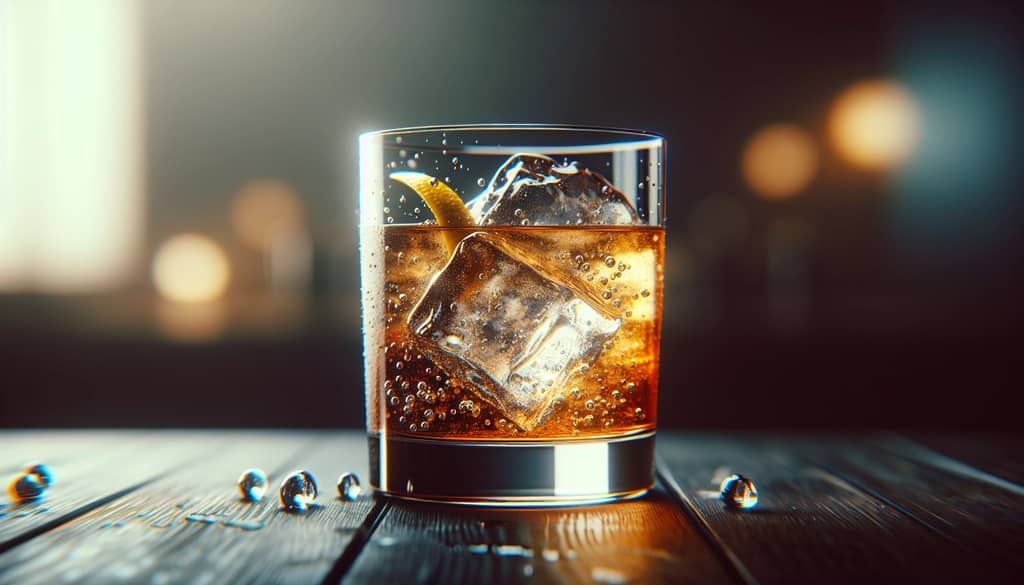 scotch dan soda dengan bitters dalam gelas highball