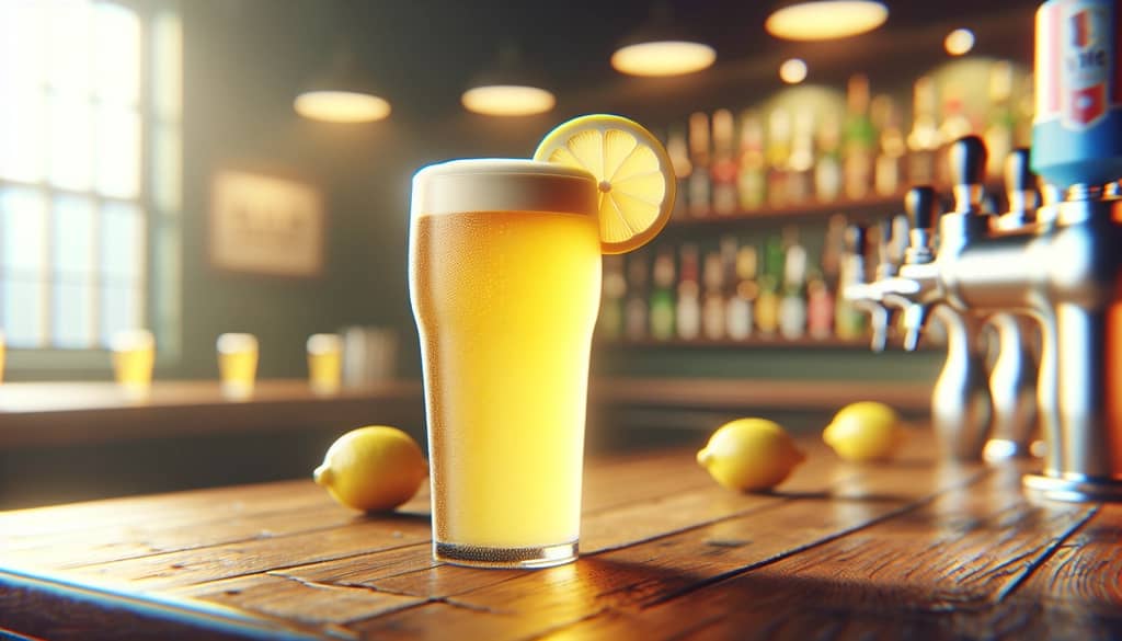 beer shandy cocktail in a clear glass