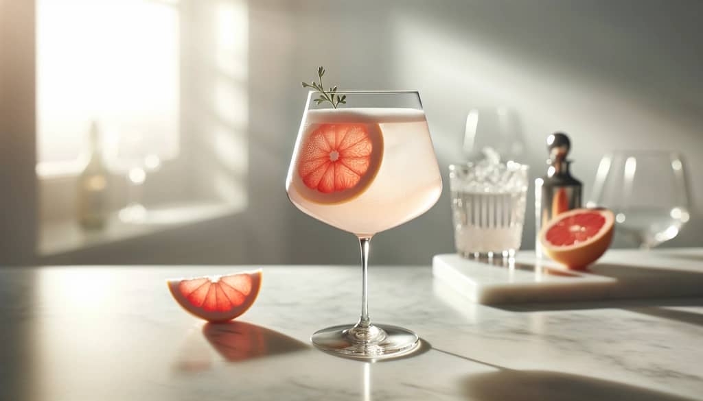 Cóctel siesta de sol a base de vino con aderezo de cítricos en vaso alto