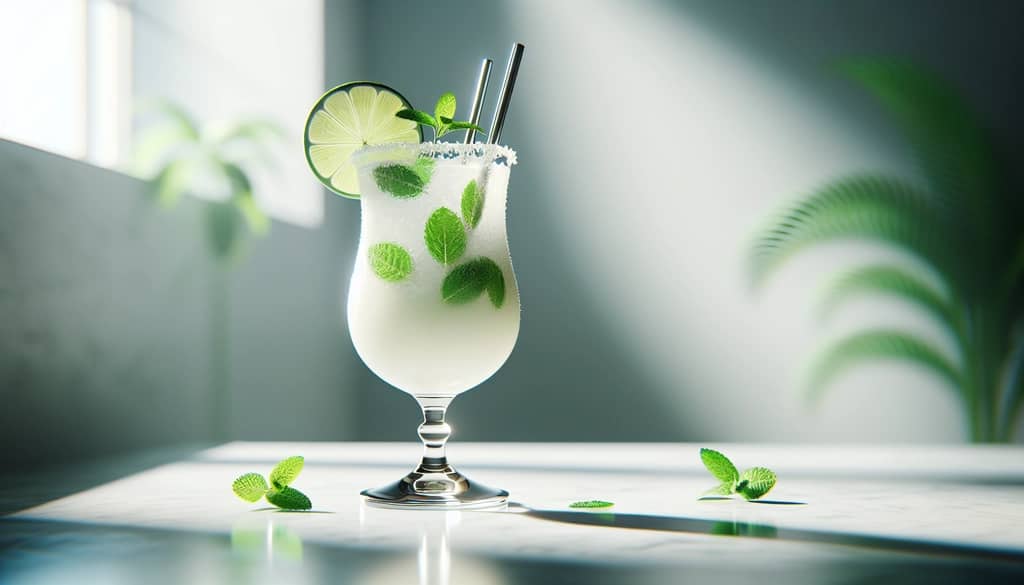 siesta key coconut mojito in tall glass with mint