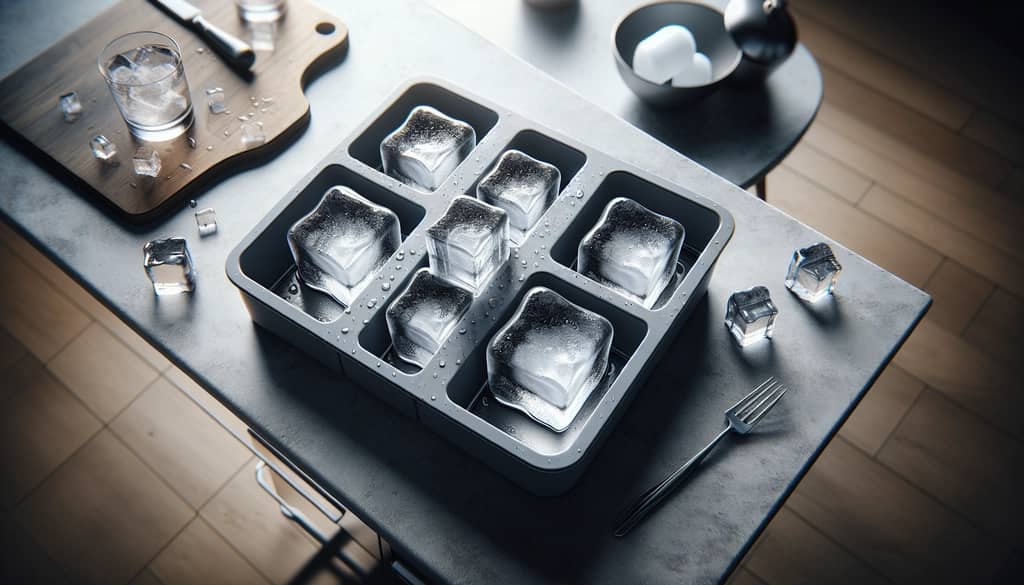 Large clear ice cubes in silicone mold