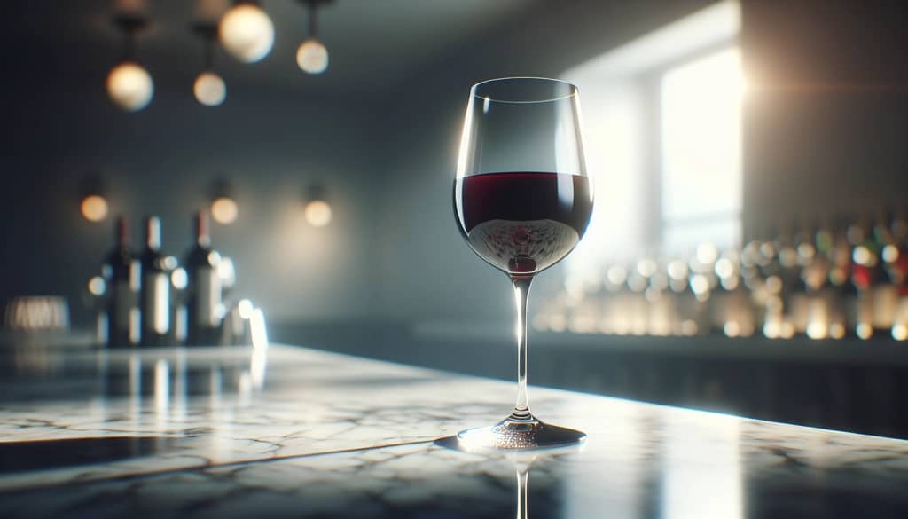 glass of red wine deep color and reflection