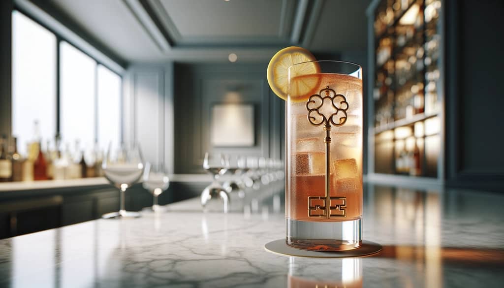 cóctel llave maestra en un vaso highball con rueda de limón