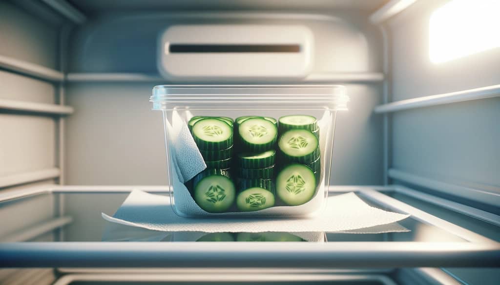 sliced cucumber stored in airtight container