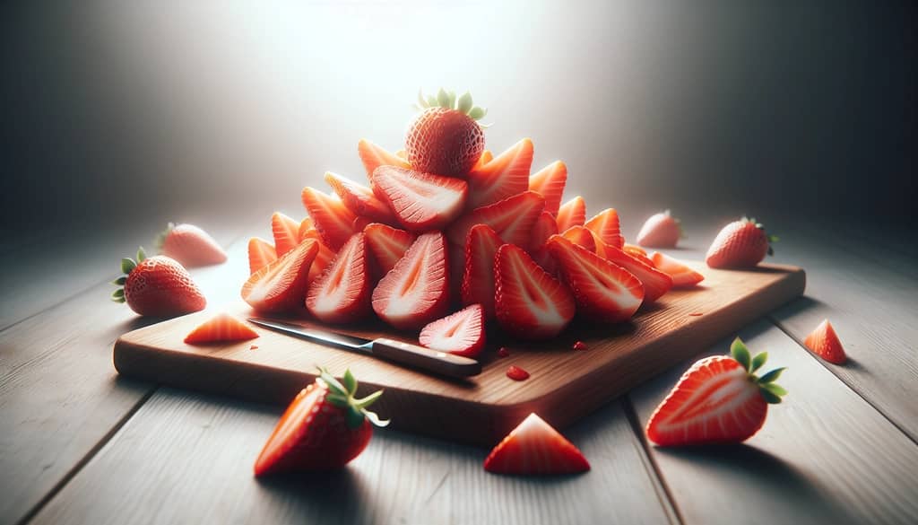 sliced strawberries prepared for cocktail use