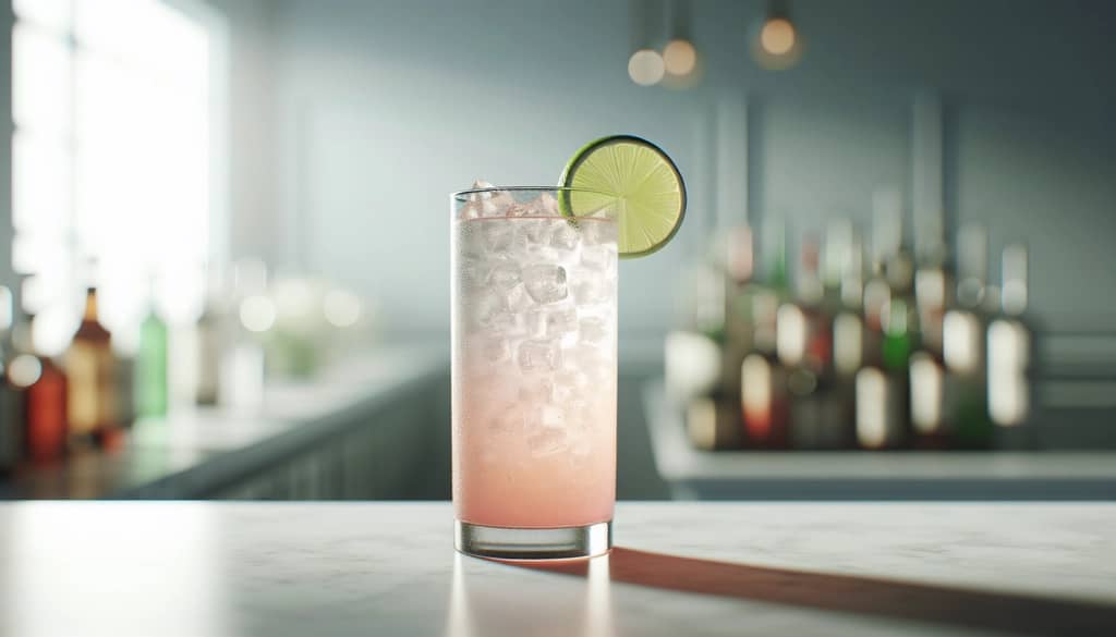 soda citron vert et bitters dans un verre highball avec garniture de citron vert