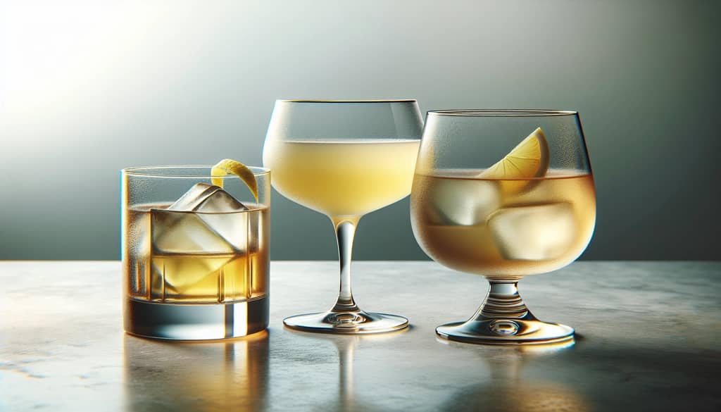 classic sour cocktail served in three glassware styles