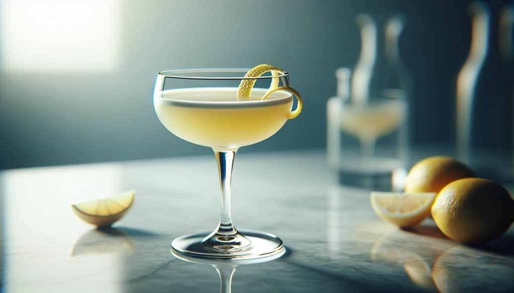 garniture en twist de citron sur cocktail aigre