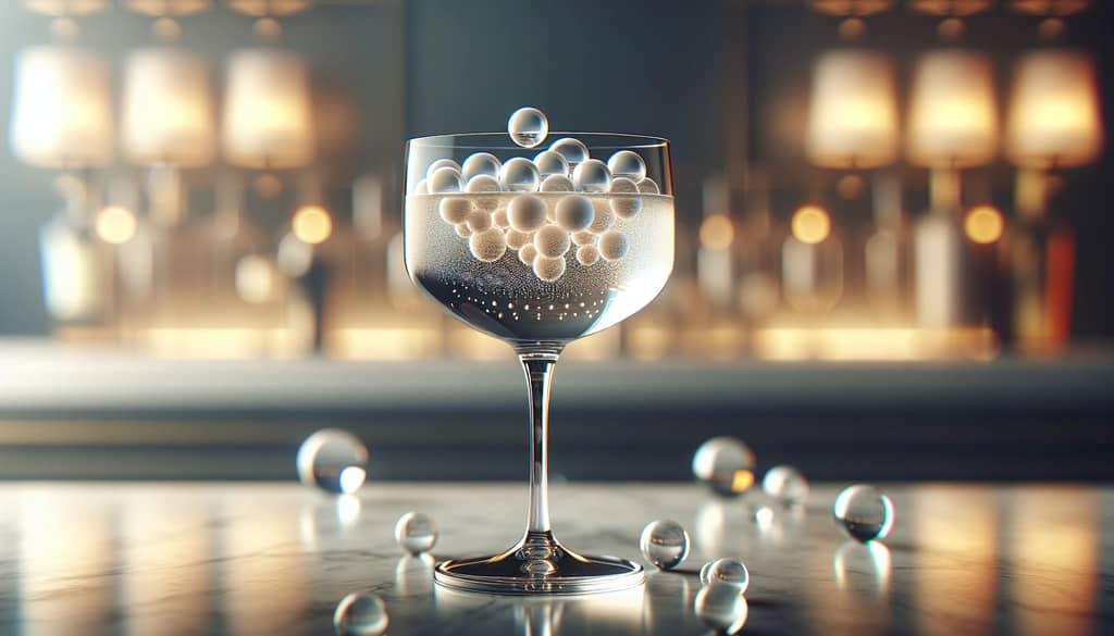 spherification technique in a cocktail glass