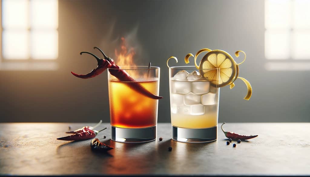 spicy cocktail and mild cocktail side by side