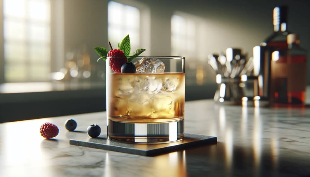 Spring Scotch Sour with berries and mint