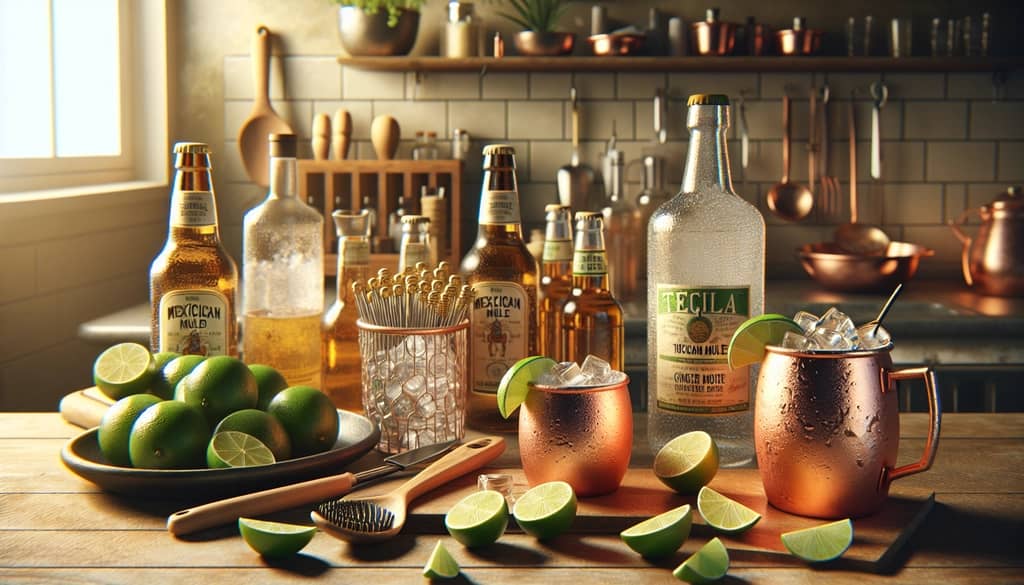 Step-by-step guide to making a Mexican Mule with tequila and lime.