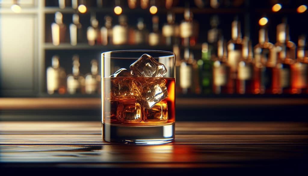 crystal clear stirred cocktail in rocks glass