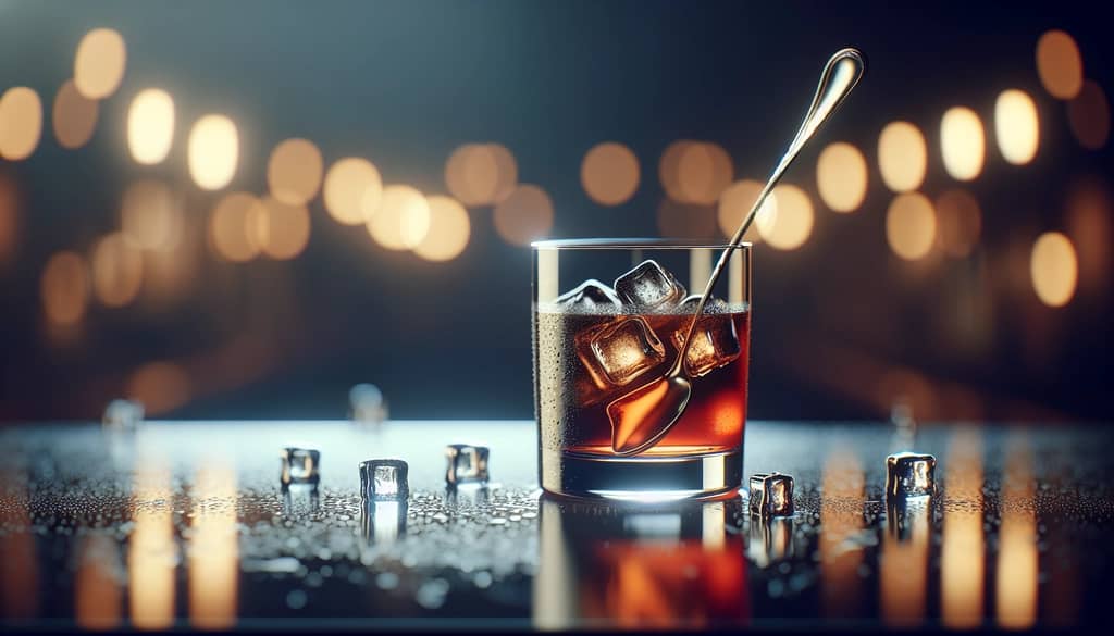 cốc pha lê đang được khuấy cocktail