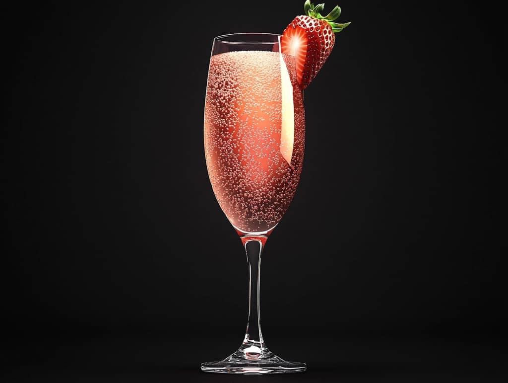 Refreshing Strawberry Mimosa in a glass