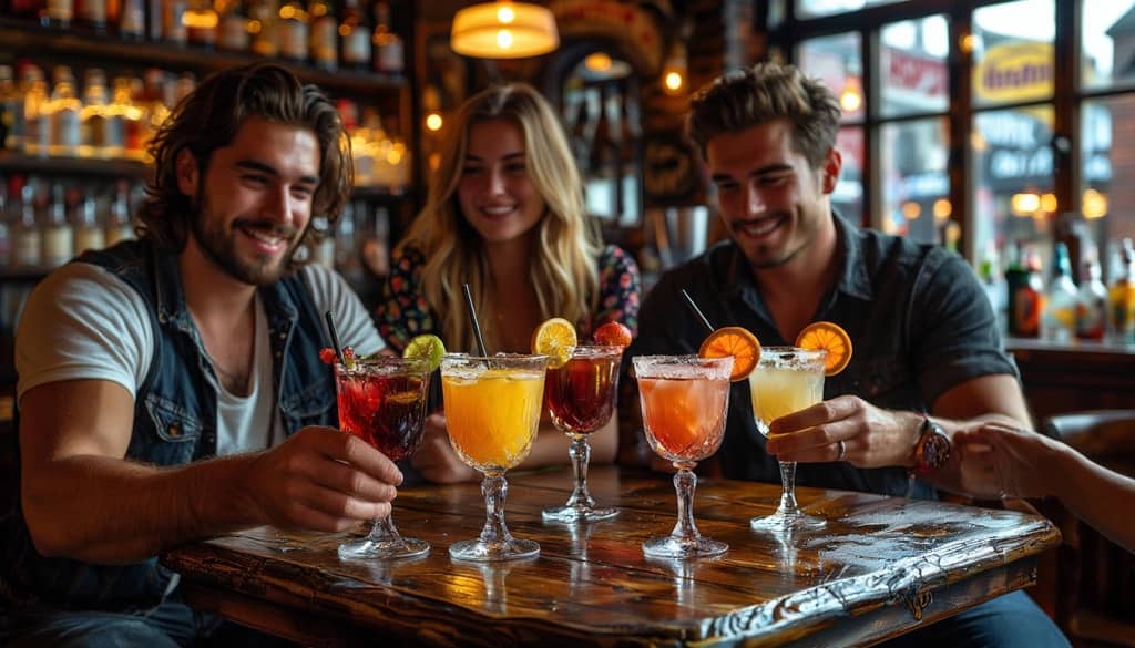 Sweet cocktails in a bar