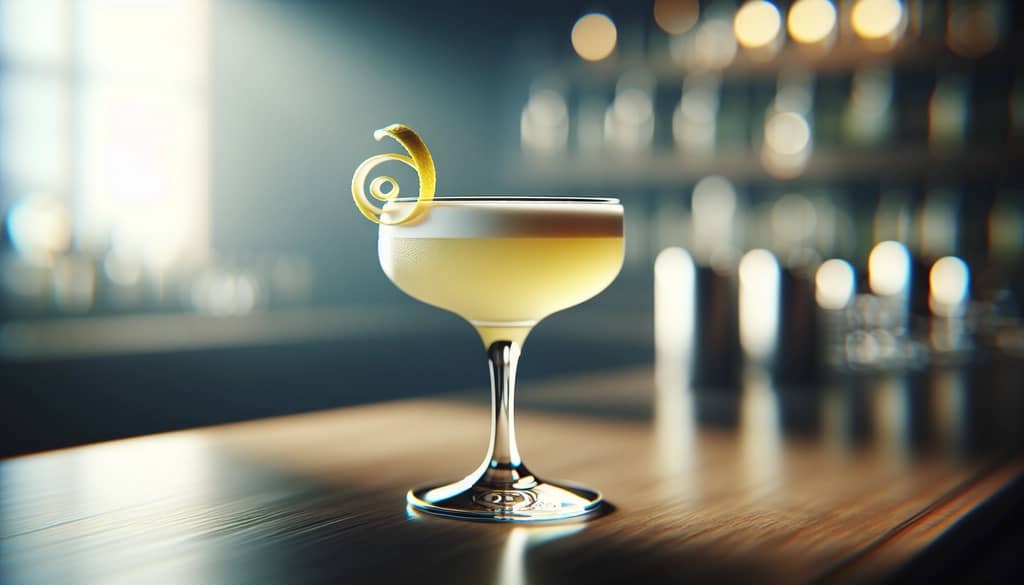 Sweet-and-sour cocktail with lemon twist